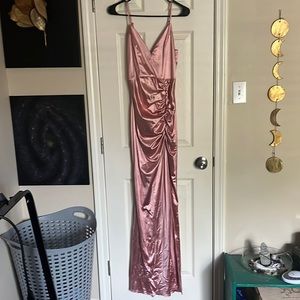 Dusty rose, long evening gown.